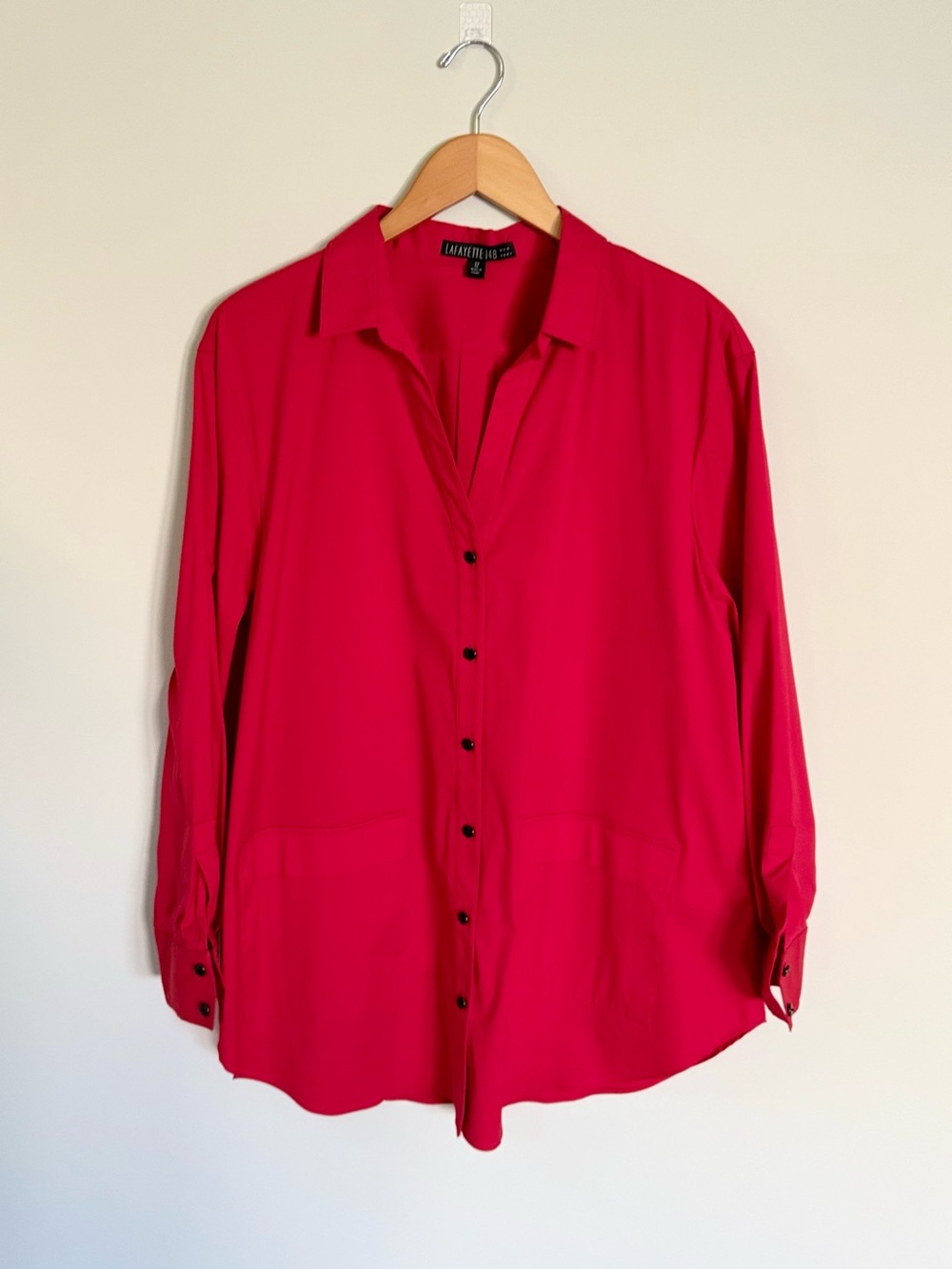 Lafayette 148 New York Michelle Italian Stretch Cotton Button Down - Size 12